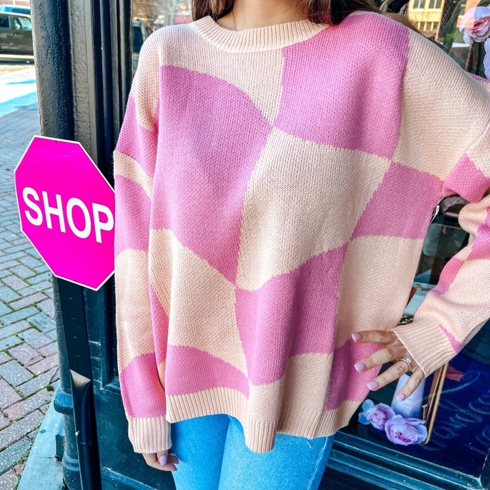 Wavy Checkered Sweater